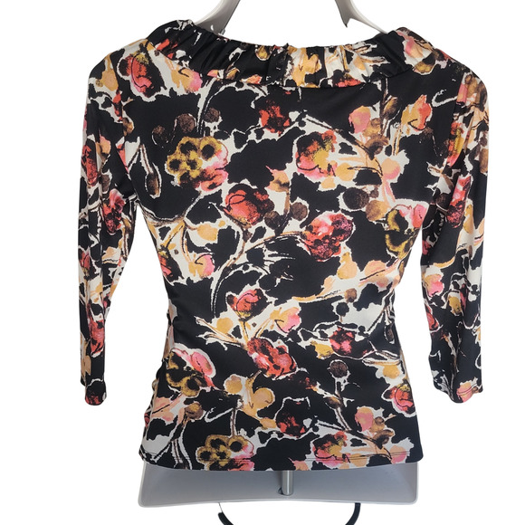 Floral Stretchy 3/4 Sleeve Top Petite L - Picture 7 of 7